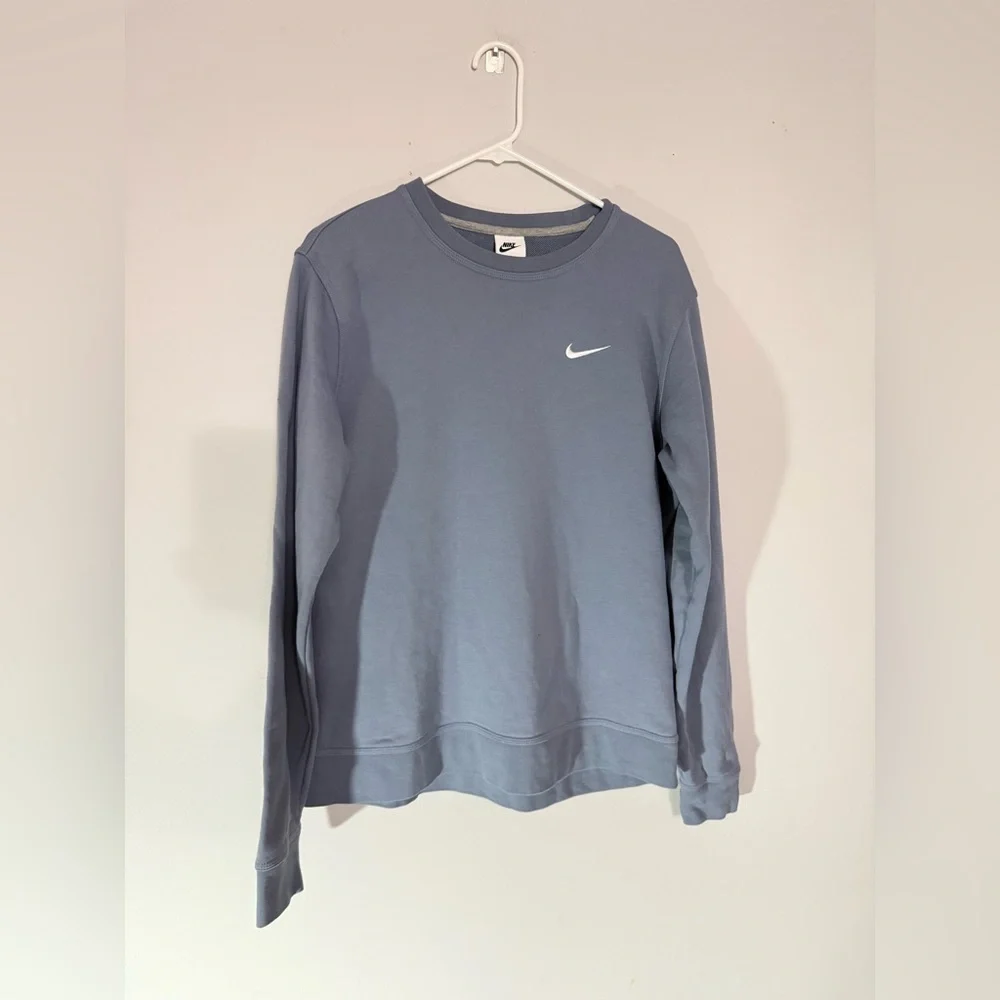 Nike Crewneck Basic Sweatshirt Slate Blue Cotton Sweatshirt Size L - Picture 2 of 10